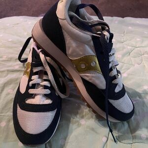 Saucony Women's Sneakers in Navy, Gold, and White